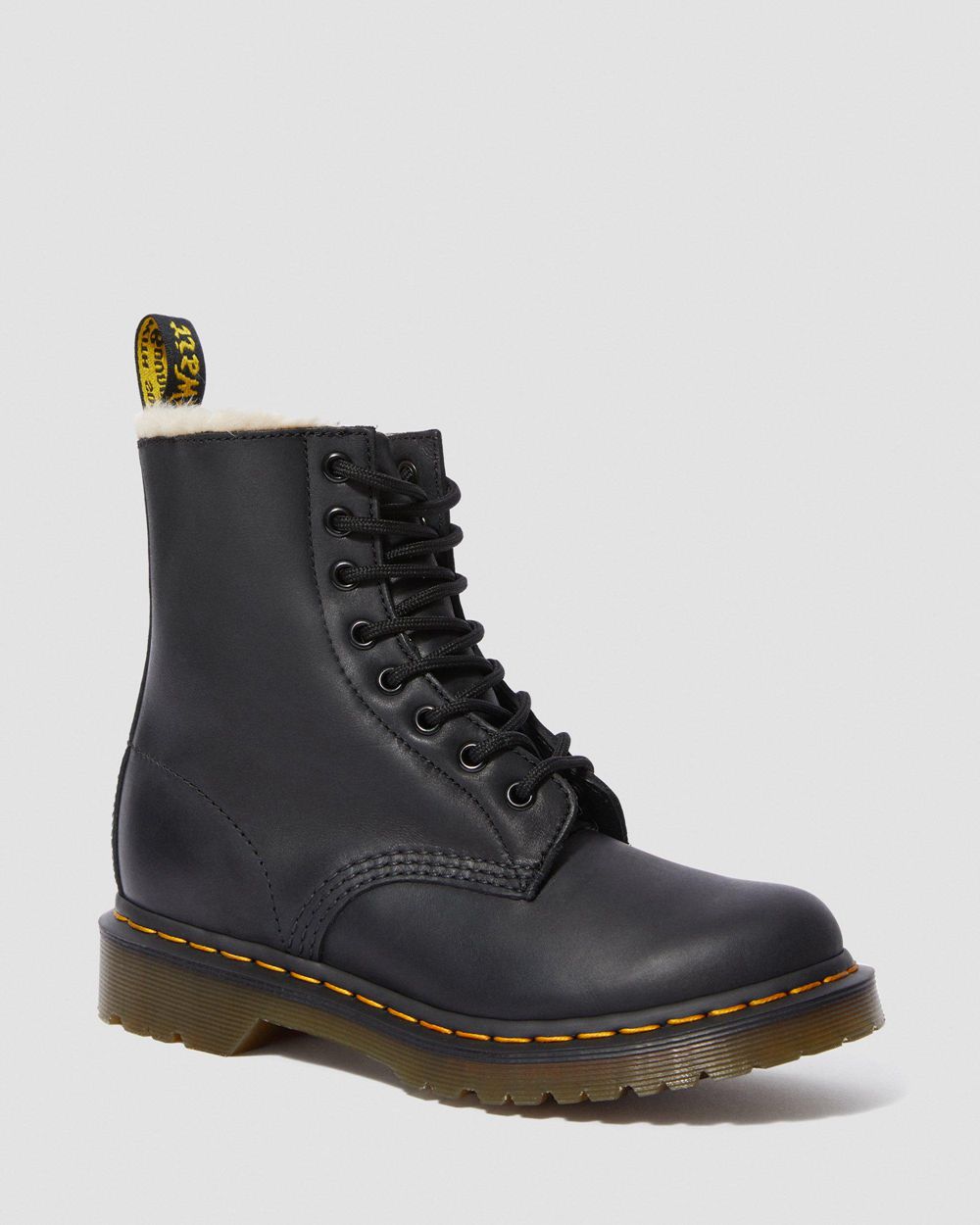 Dr Martens 1460 Faux Fur Lined Šnurovacie Topánky Damske ( Čierne ) SK 712-NMRUBP